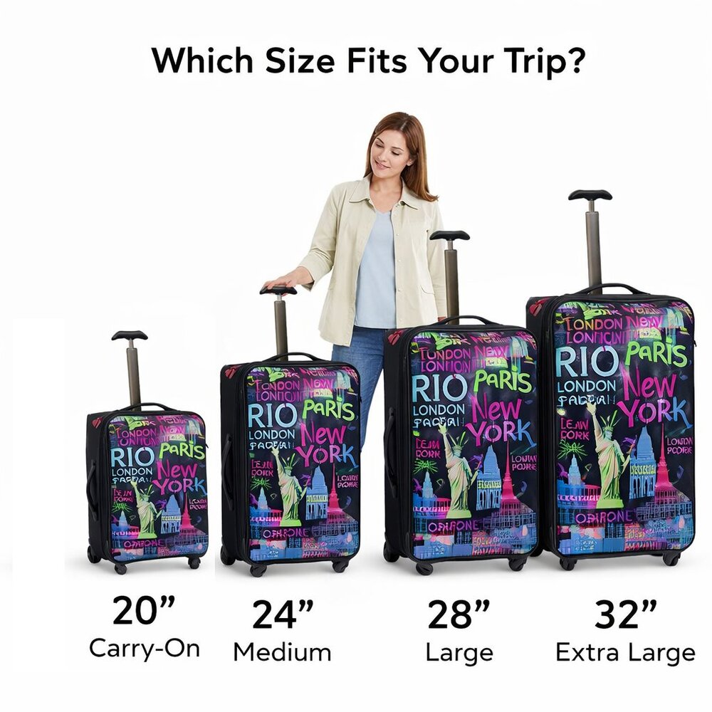 Set of 4 - World Traveler Suitcase with Spinner Wheels London, Paris, New York,…